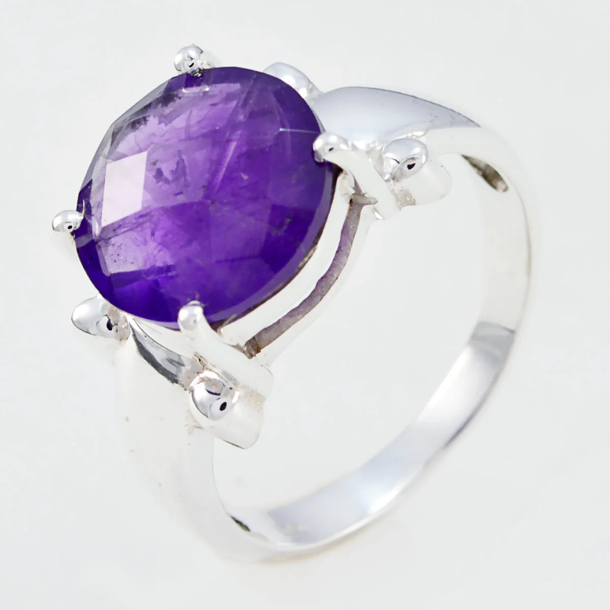 Amethyst Solitaire Egyptian Sterling Silver Purple Gemstones Classic Sophisticated Ring Jewellery - Image 2