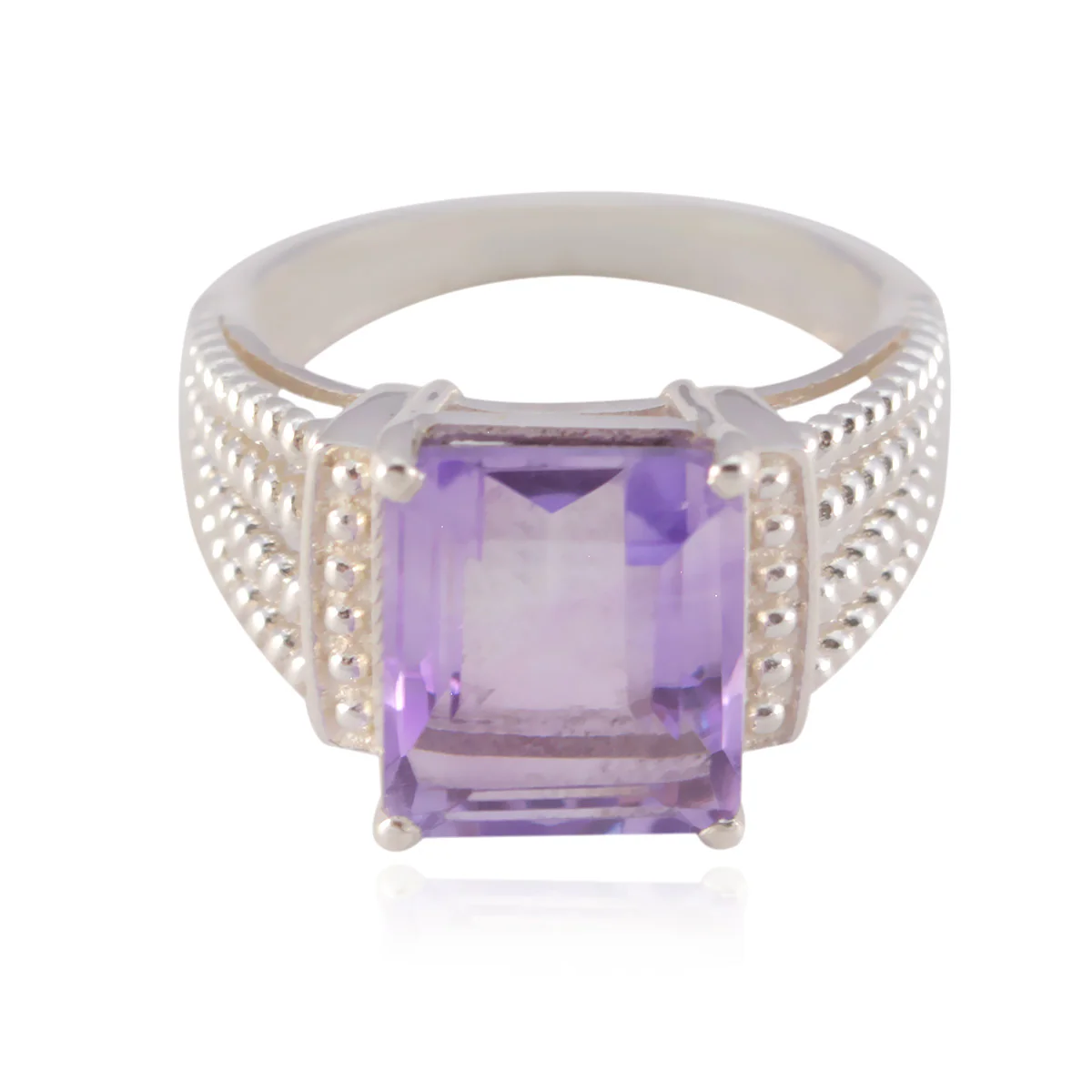 Amethyst Solitaire French 92.5 Silver Purple Gemstones Mid-weight Fairytale Ring Jewellery - Image 2