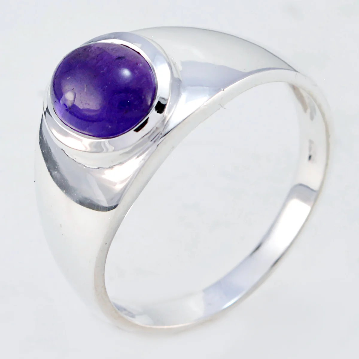 Amethyst Solitaire French Silver Purple Gems Minimal Abstract Ring Jewellery - Image 2