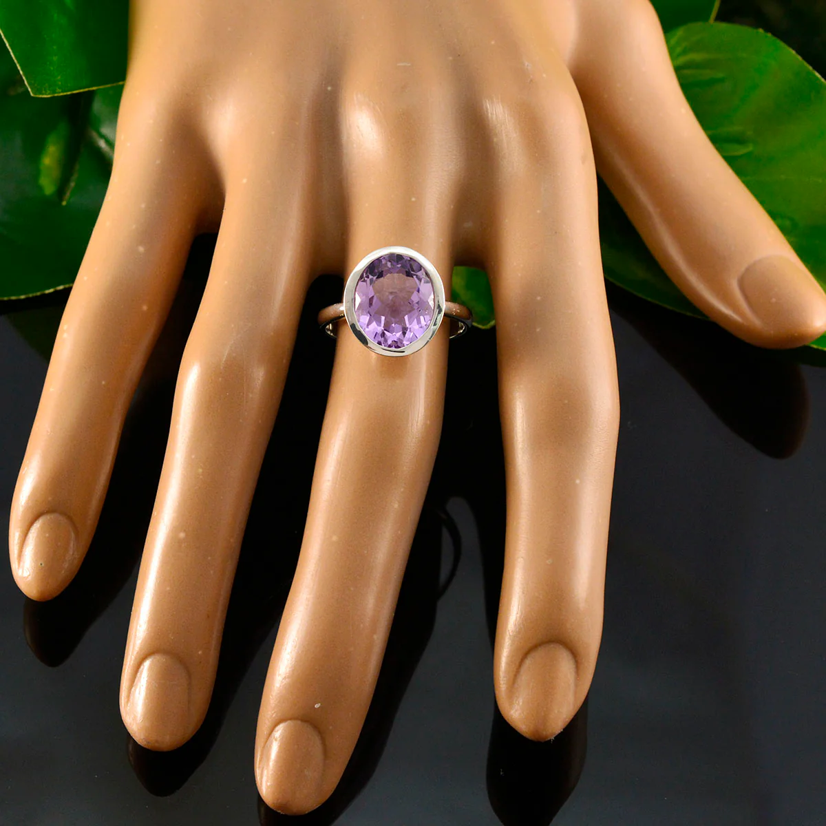 Amethyst Solitaire German 925 Sterling Silver Purple Gemstone Minimal Ethnic Ring Jewelry - Image 6