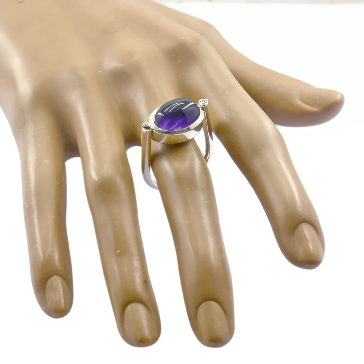 Amethyst Solitaire German Silver Purple Gemstone Tiny Modern Ring Jewellery - Image 3