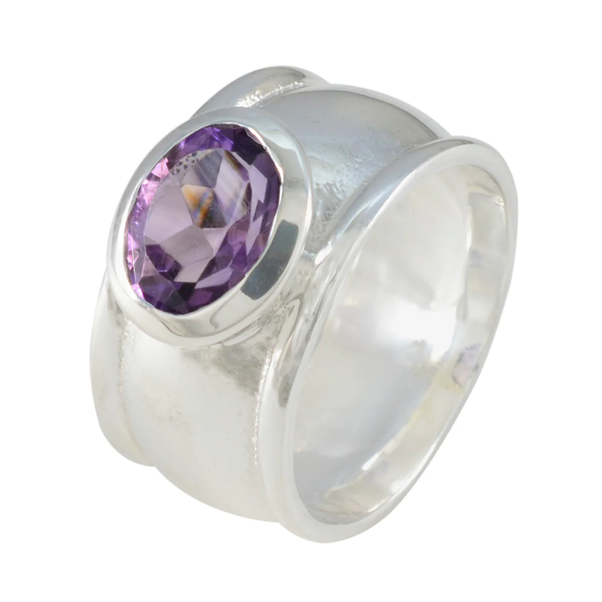 Amethyst Solitaire German Sterling Silver Purple Gems Edgy Artisan Ring Jewellery - Image 2