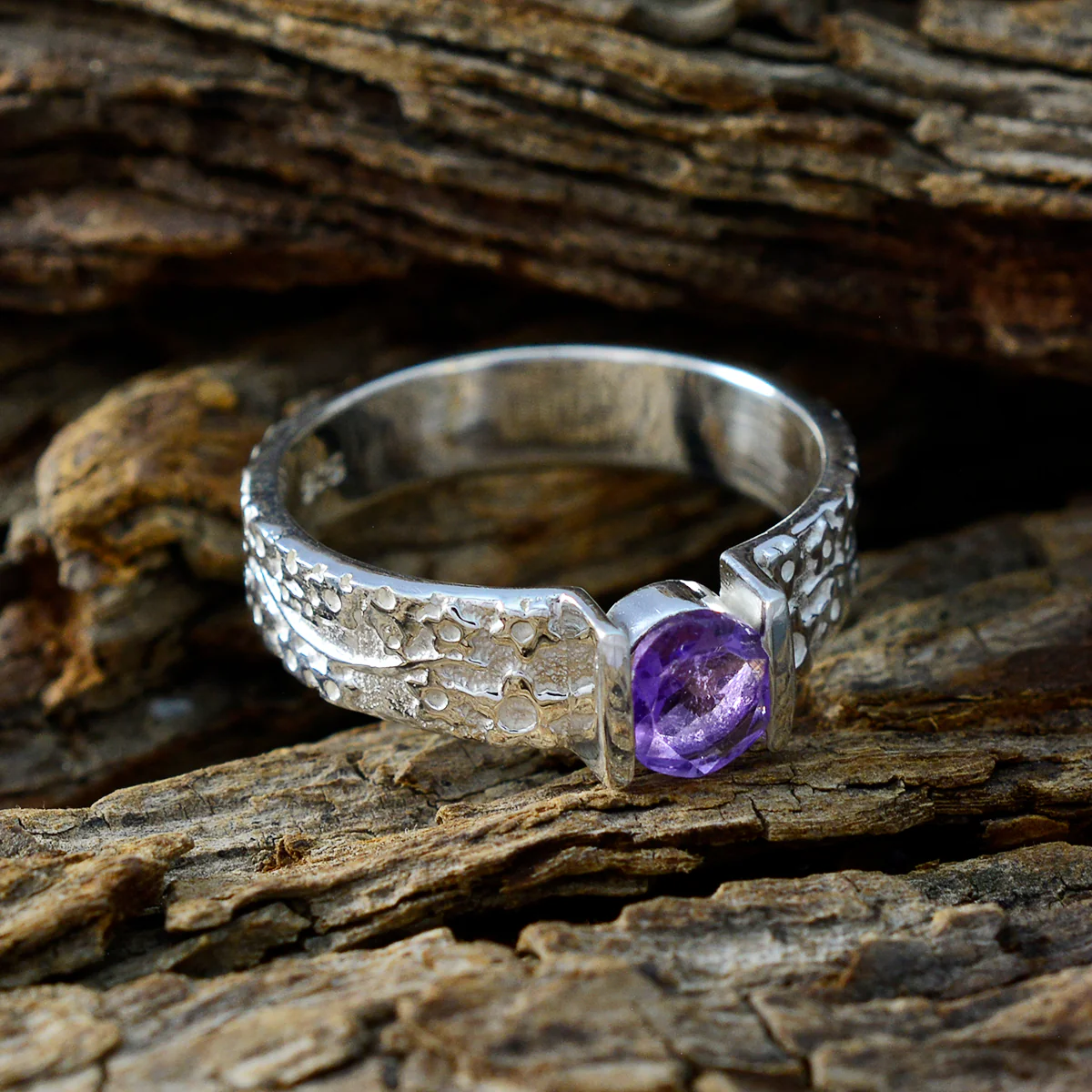 Amethyst Solitaire Indian 92.5 Silver Purple Gemstones Tiny Sophisticated Ring Jewellery - Image 3