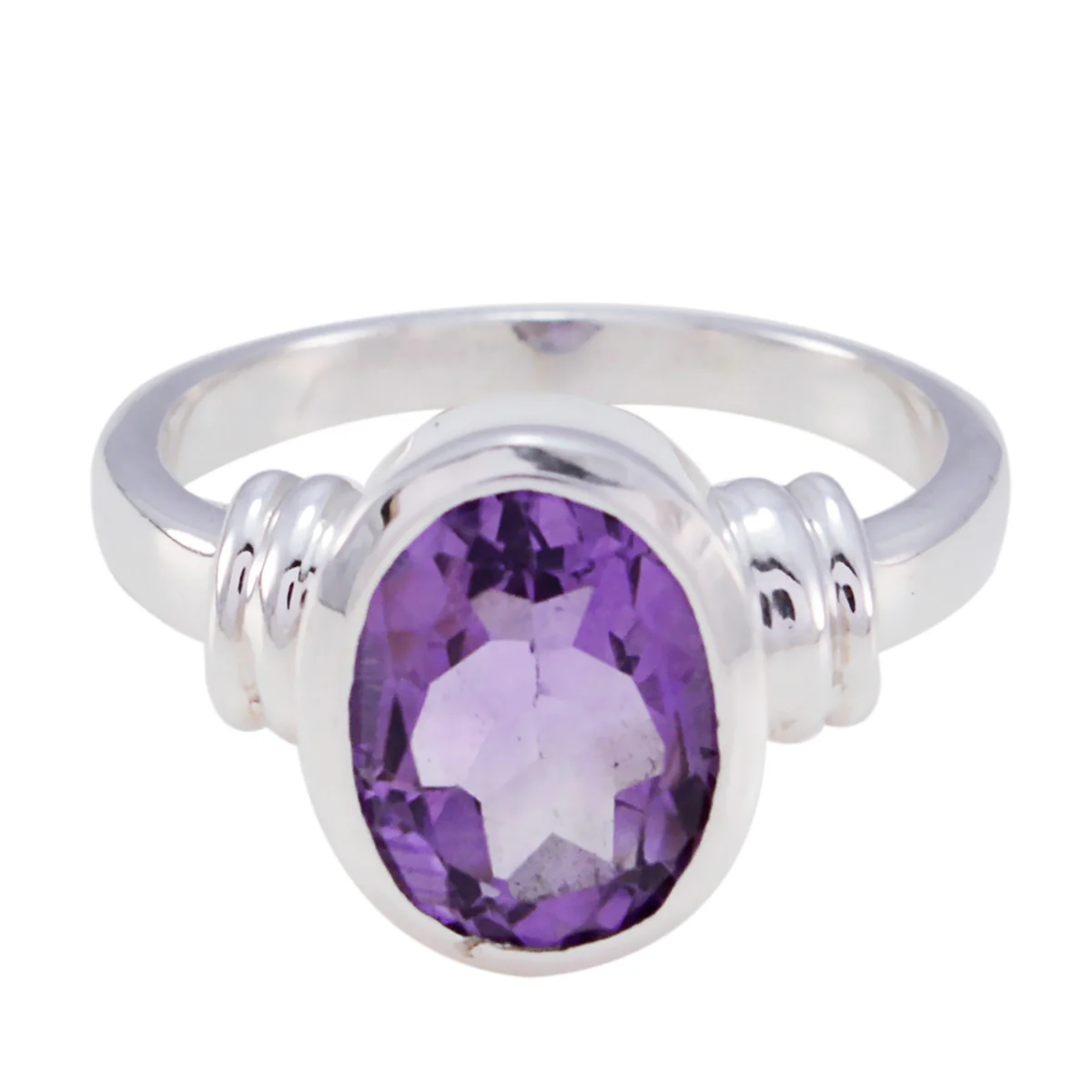 Amethyst Solitaire Indian 925 Sterling Silver Purple Gems Classic  Sophisticated Ring Jewellery - Image 3