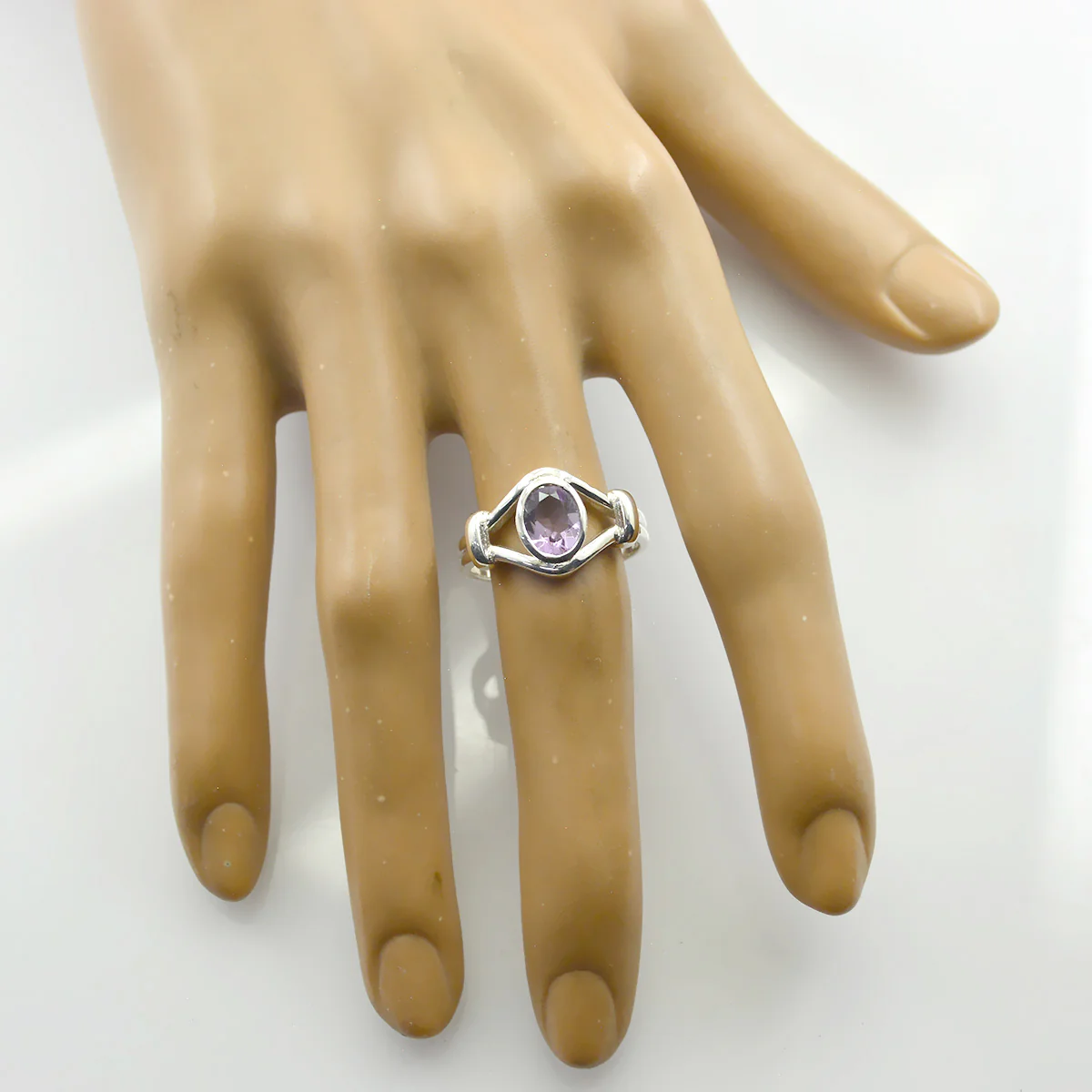 Amethyst Solitaire Indian Silver Purple Gemstone Slim Cultural Ring Jewelry - Image 2