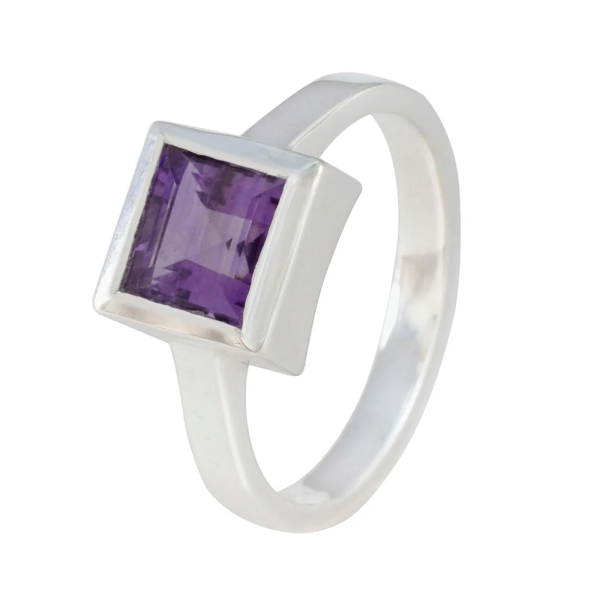 Amethyst Solitaire Indian Sterling Silver Purple Gems Featherlight Boho Ring Jewellery - Image 2