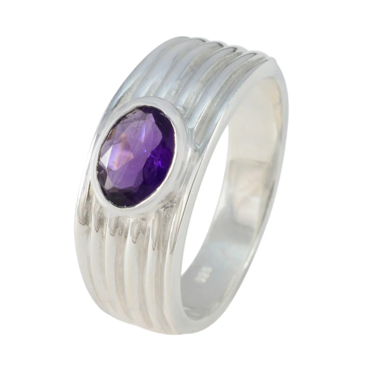 Amethyst Solitaire Indian Sterling Silver Purple Gemstones Eye-catching valentine Ring Jewelry - Image 2