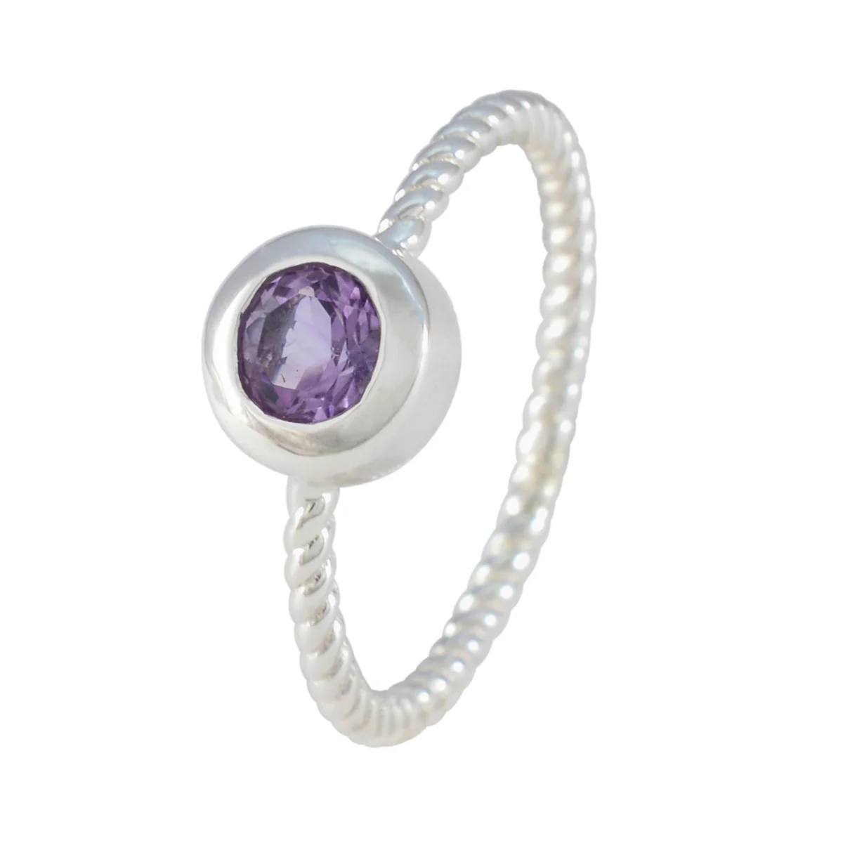Amethyst Solitaire Japanese 92.5 Silver Purple Gems Delicate Modern Ring Jewelry - Image 2