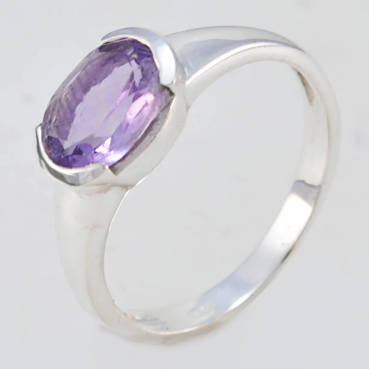 Amethyst Solitaire Japanese 92.5 Silver Purple Gemstone Delicate Fairytale Ring Jewellery - Image 2