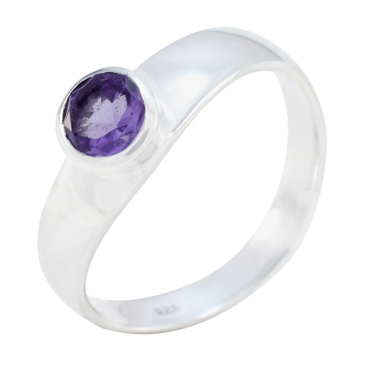 Amethyst Solitaire Japanese 925 Silver Purple Gems Whisper-thin Modern Ring Jewelry - Image 2