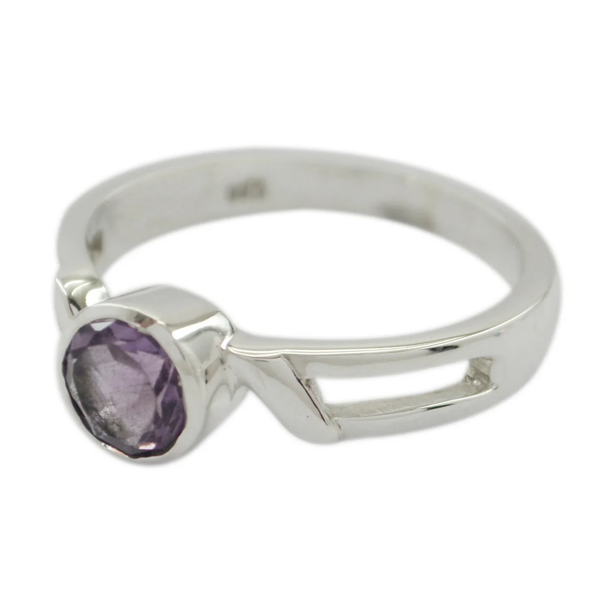 Amethyst Solitaire Japanese 925 Silver Purple Gemstones Whisper-thin Contemporary Ring Jewellery - Image 2