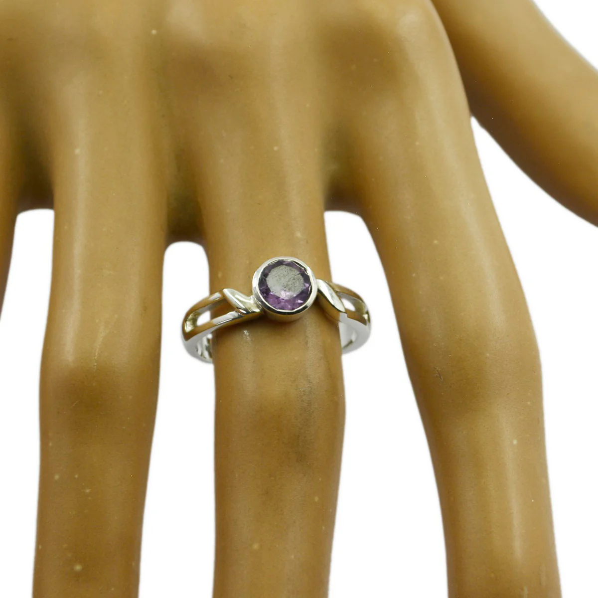 Amethyst Solitaire Japanese 925 Silver Purple Gemstones Whisper-thin Contemporary Ring Jewellery - Image 3