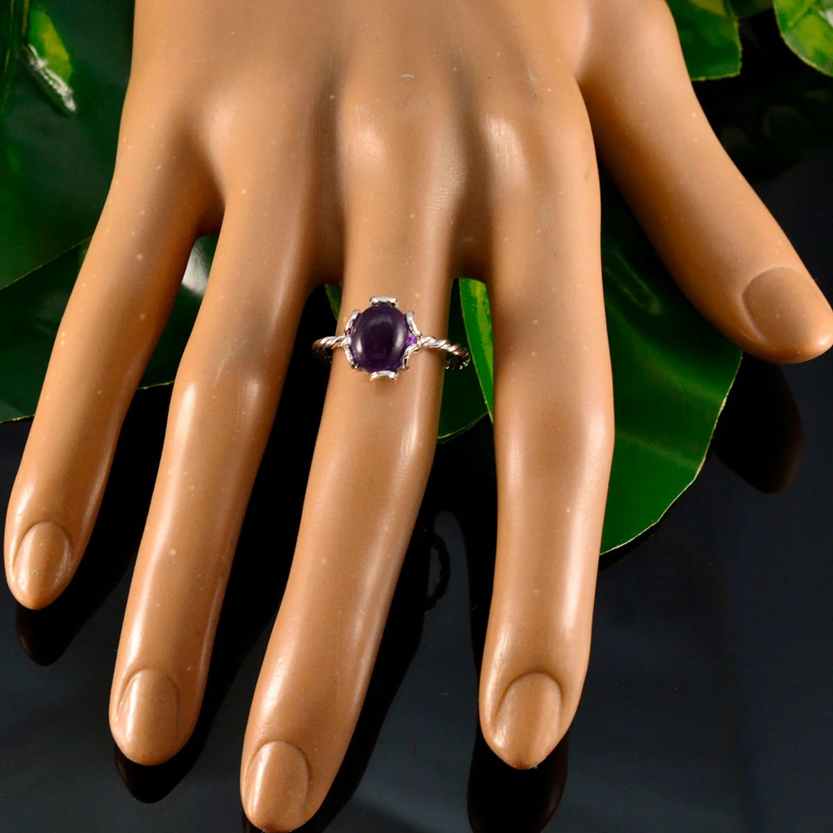 Amethyst Solitaire Japanese Silver Purple Gemstone Delicate Twist Ring Jewellery - Image 5