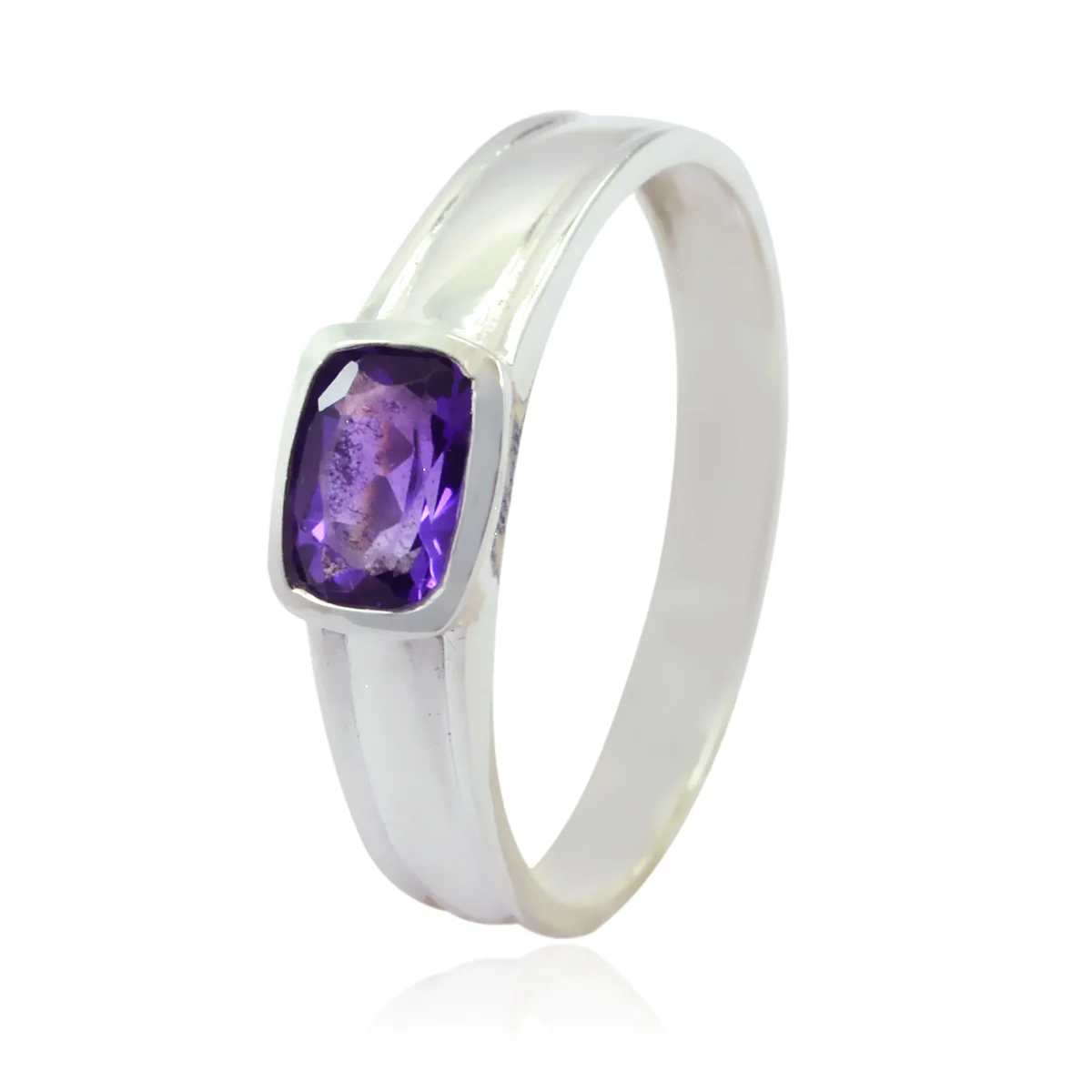 Amethyst Solitaire Korean 92.5 Silver Purple Gems Whisper-thin Abstract Ring Jewellery - Image 3