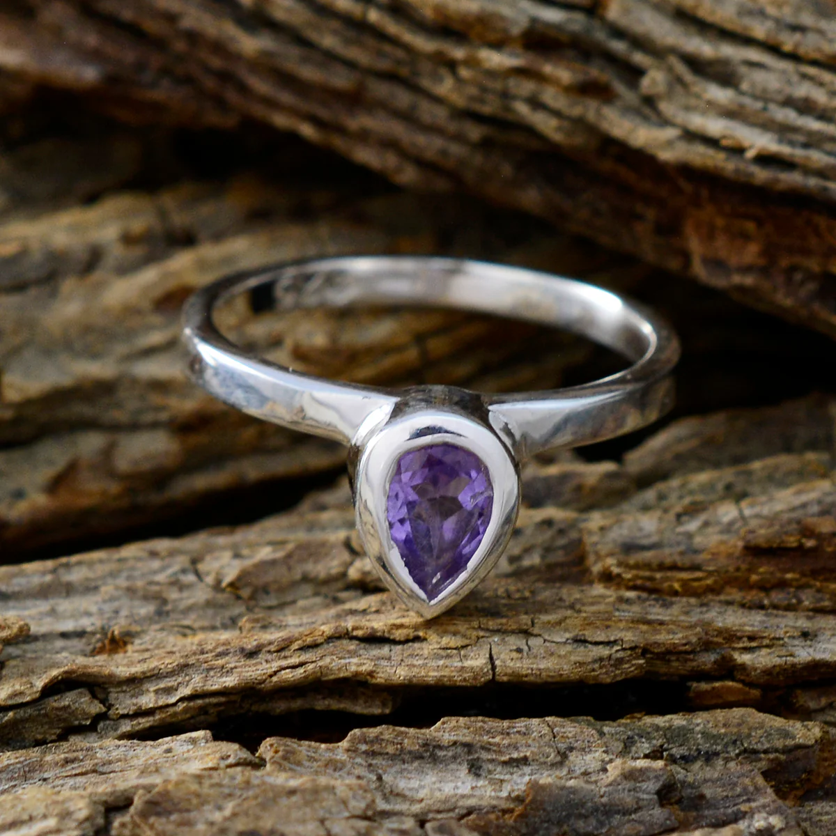 Amethyst Solitaire Korean 92.5 Silver Purple Gemstones Dainty propsel Ring Jewelry - Image 3