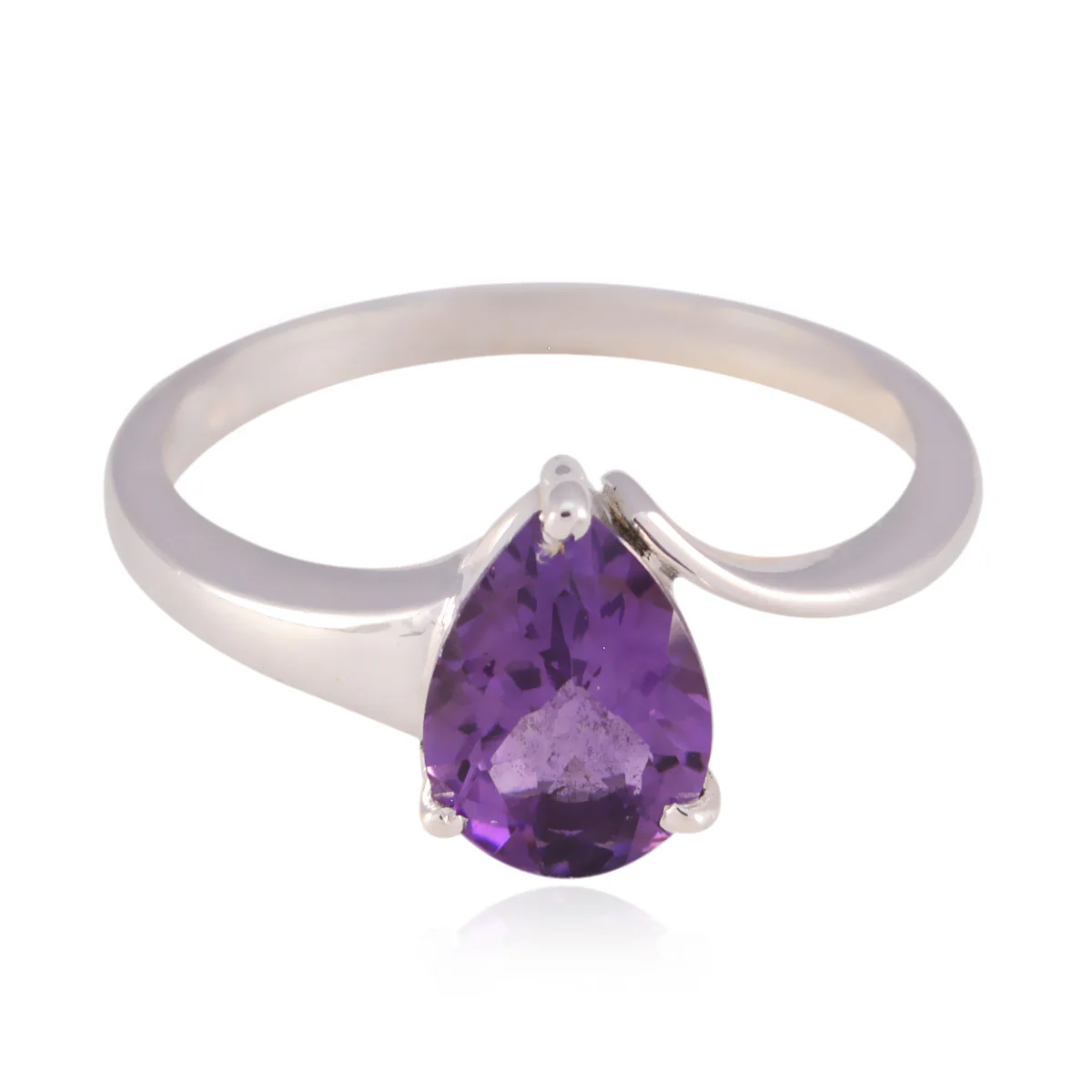 Amethyst Solitaire Korean 925 Sterling Silver Purple Gems Whisper-thin Sophisticated Ring Jewelry