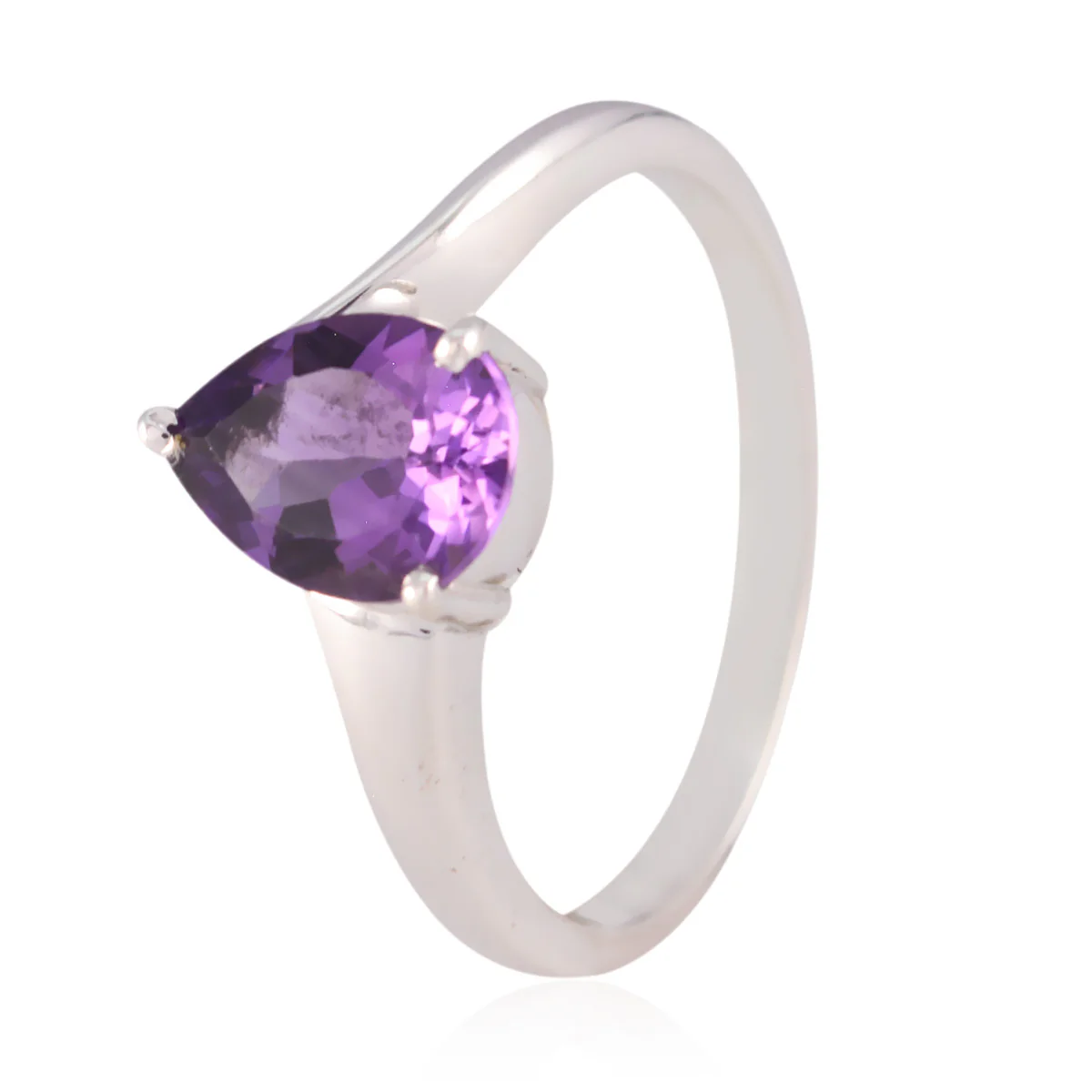 Amethyst Solitaire Korean 925 Sterling Silver Purple Gems Whisper-thin Sophisticated Ring Jewelry - Image 2