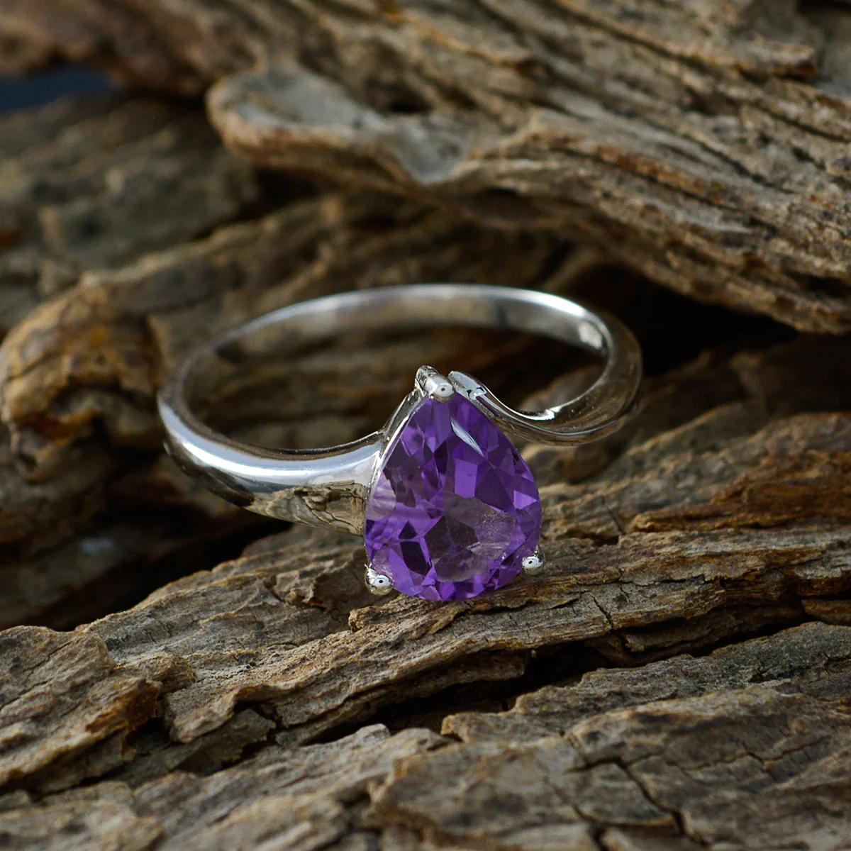Amethyst Solitaire Korean 925 Sterling Silver Purple Gems Whisper-thin Sophisticated Ring Jewelry - Image 3