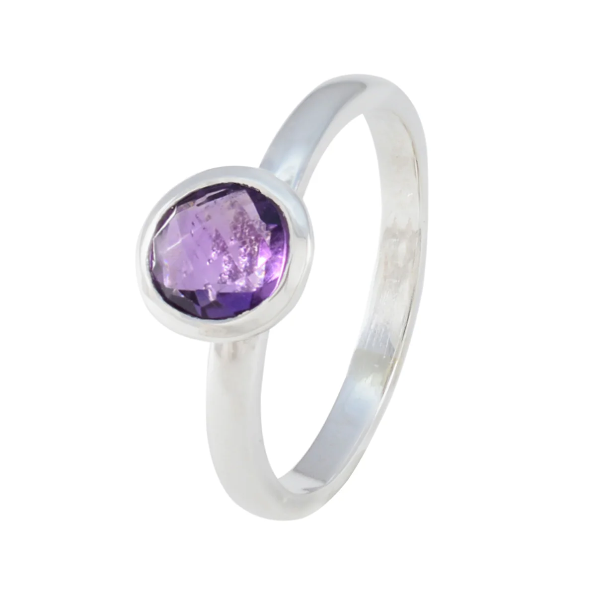 Amethyst Solitaire Korean Silver 925 Purple Gemstones Dainty Modern Ring Jewelry - Image 2