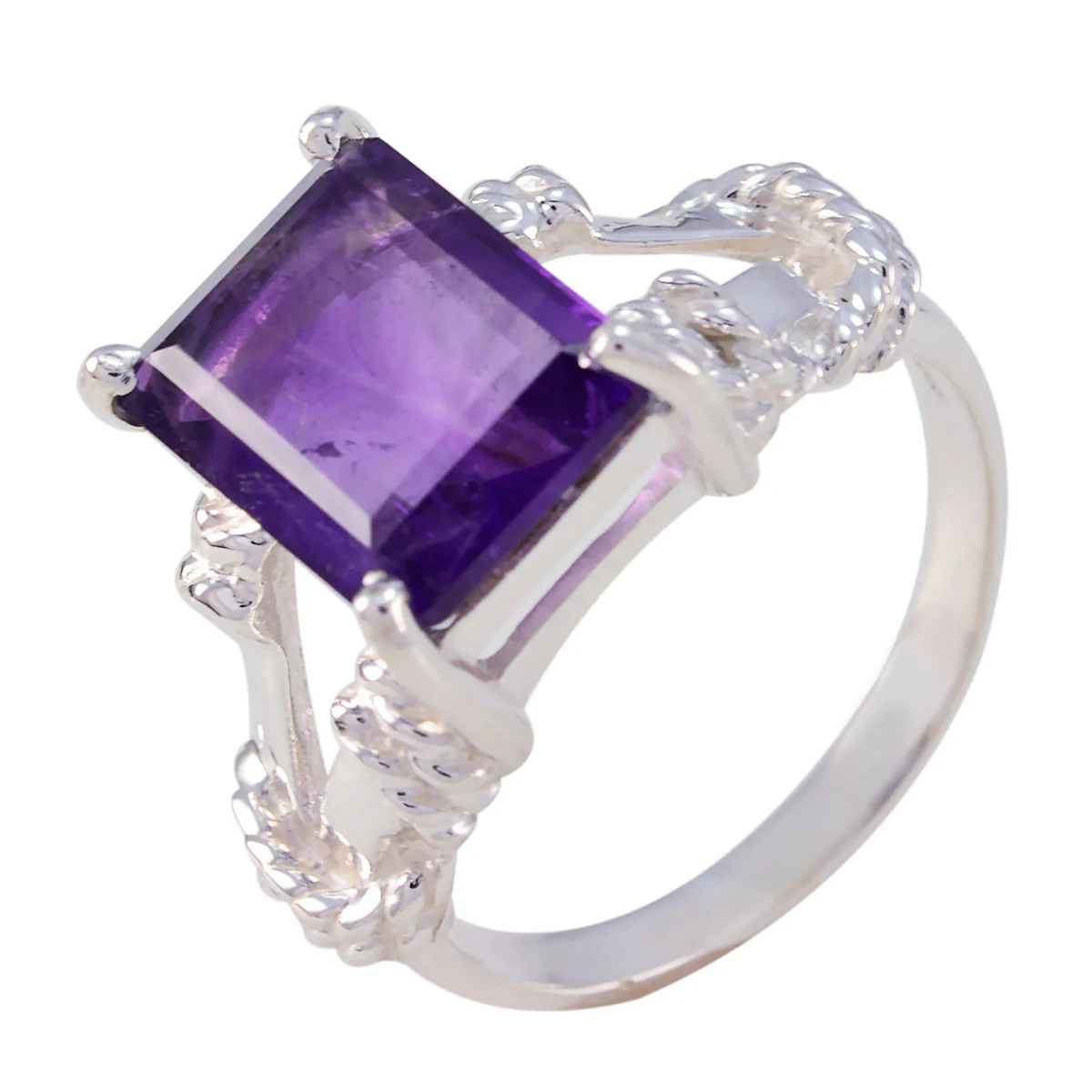Amethyst Solitaire Mexican 925 Silver Purple Gemstone Versatile Rope-Wire Ring Jewelry - Image 3