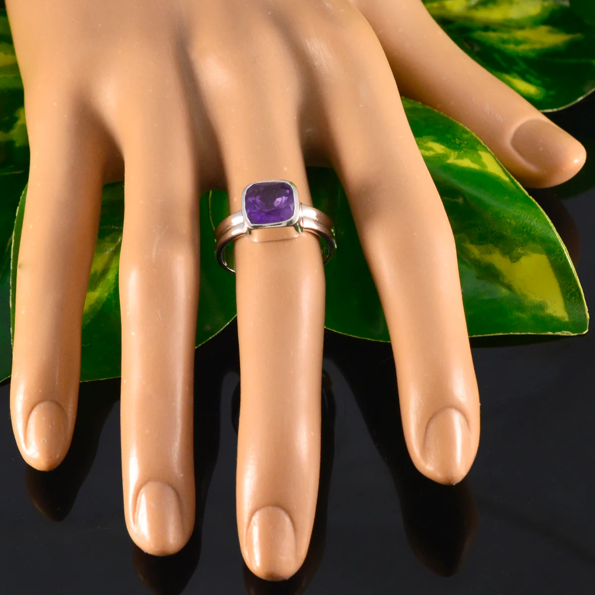 Amethyst Solitaire Moroccan 92.5 Silver Purple Gemstones Tiny Glamorous Ring Jewellery - Image 5