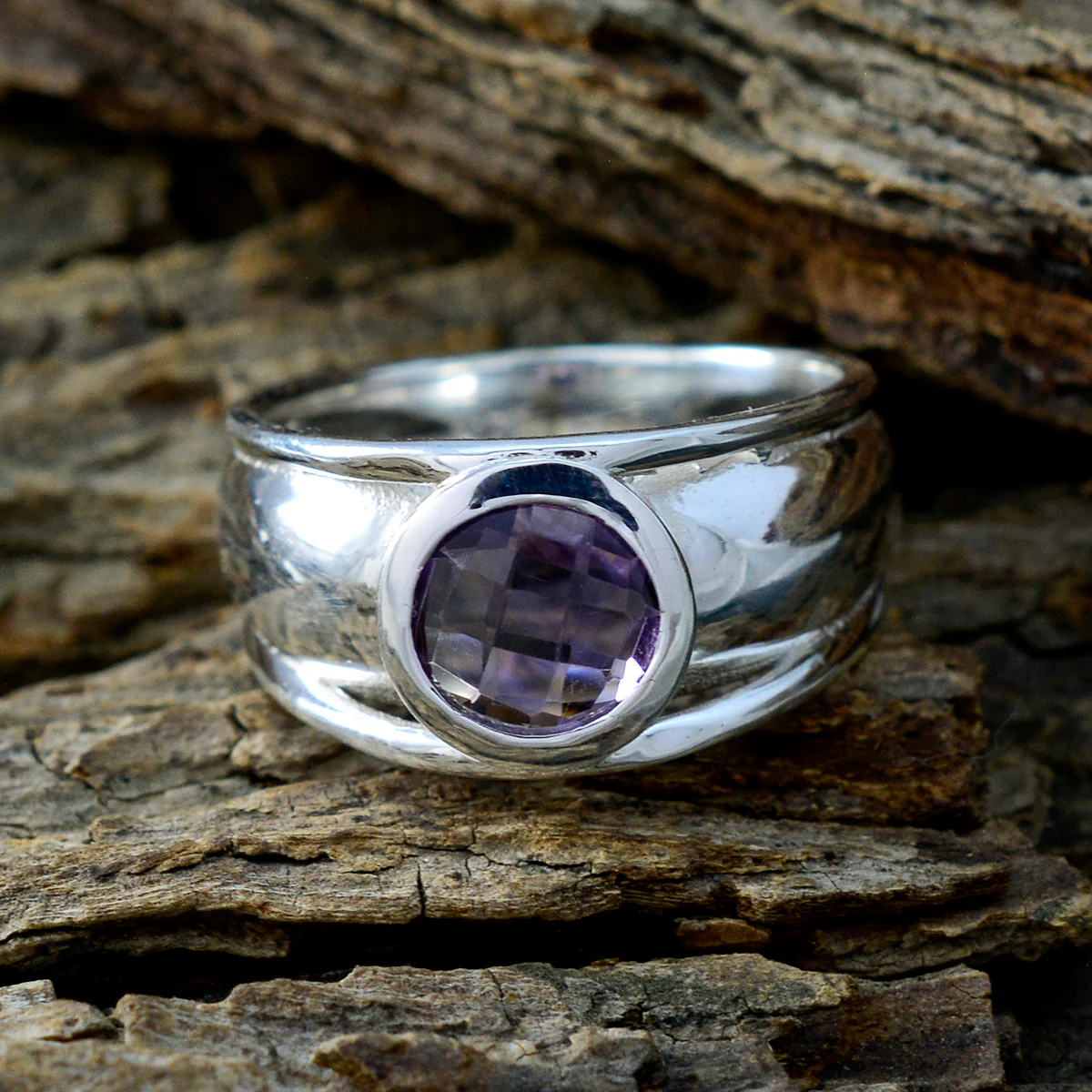 Amethyst Solitaire Moroccan 925 Silver Purple Gemstones Classic Contemporary Ring Jewelry - Image 3