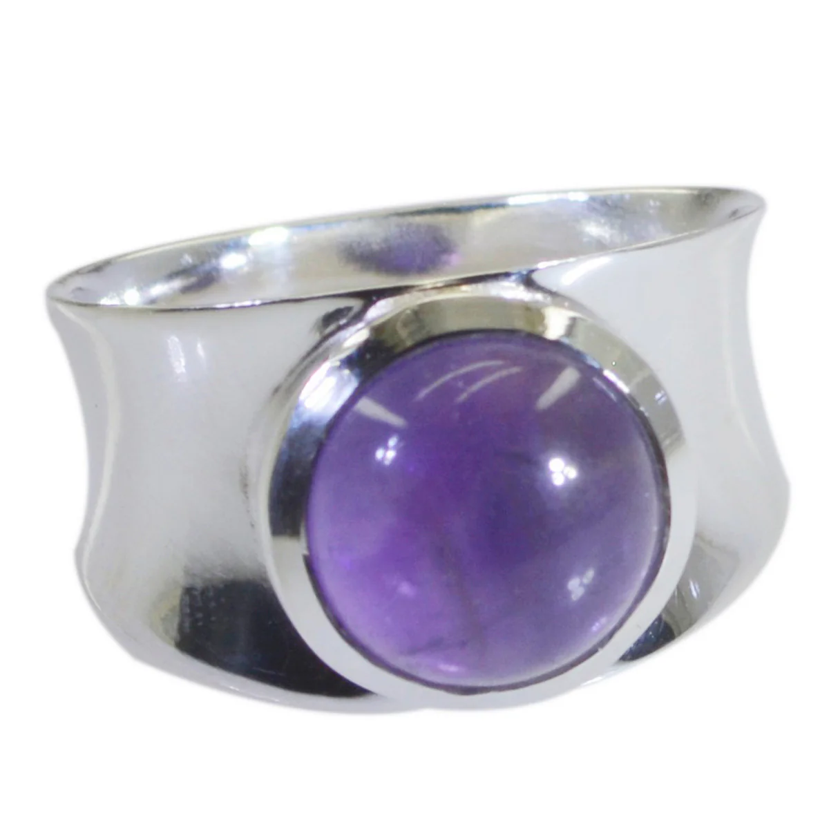 Amethyst Solitaire Moroccan 925 Sterling Silver Purple Gemstone Slim Abstract Ring Jewellery