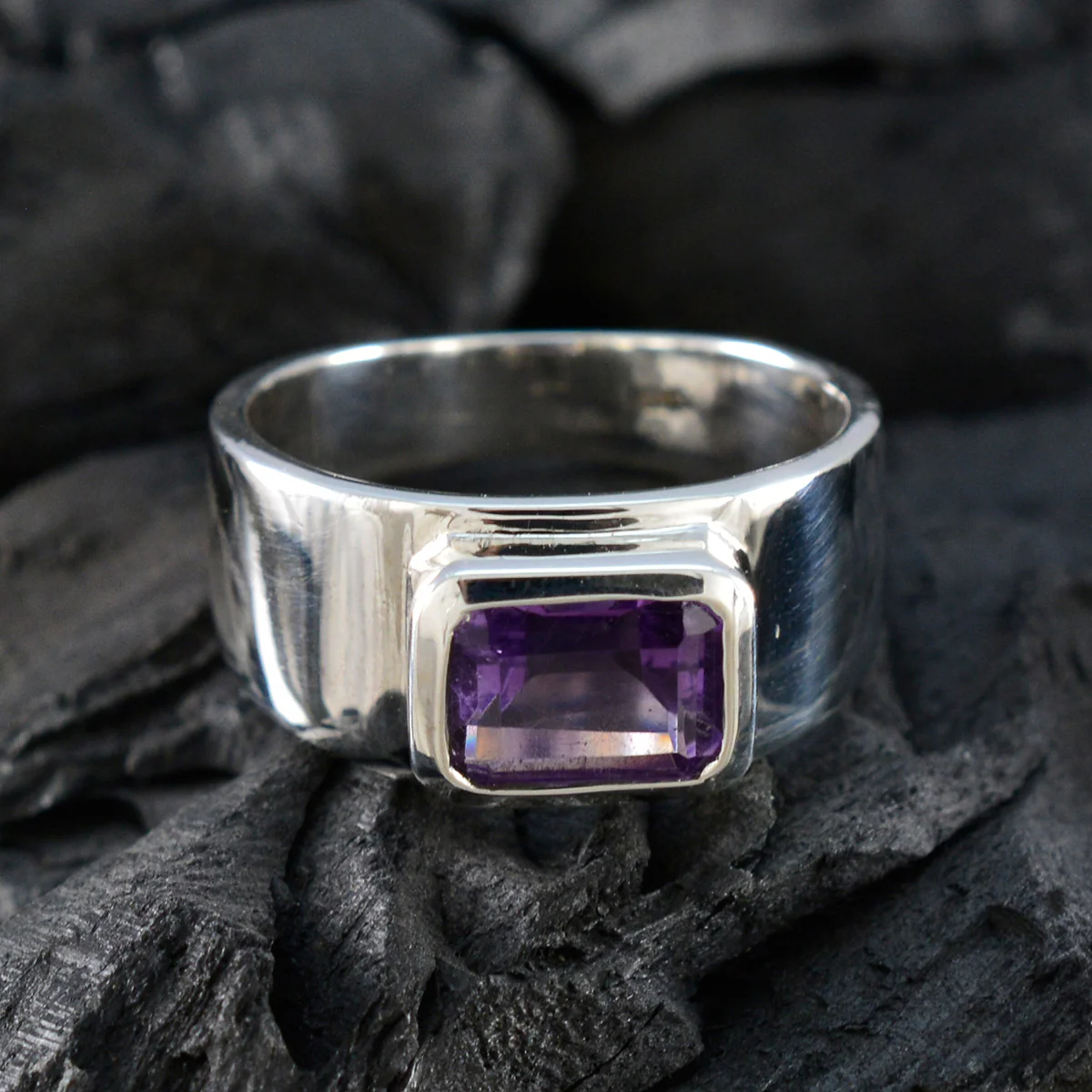 Amethyst Solitaire Moroccan 925 Sterling Silver Purple Gemstones Classic Artisan Ring Jewelry - Image 4