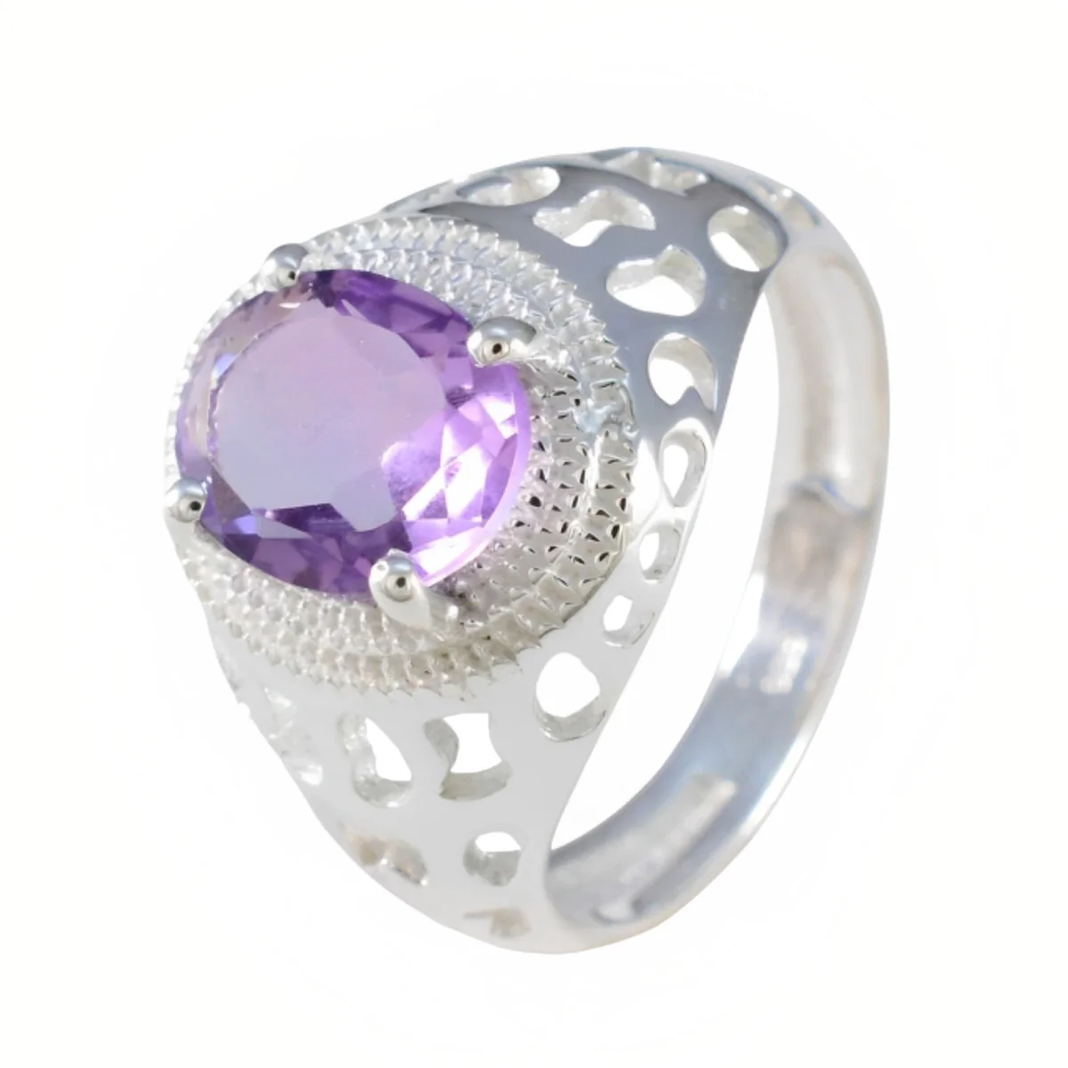 Amethyst Solitaire Moroccan 925 Sterling Silver Purple Gemstones Tiny Boho Ring Jewellery - Image 2