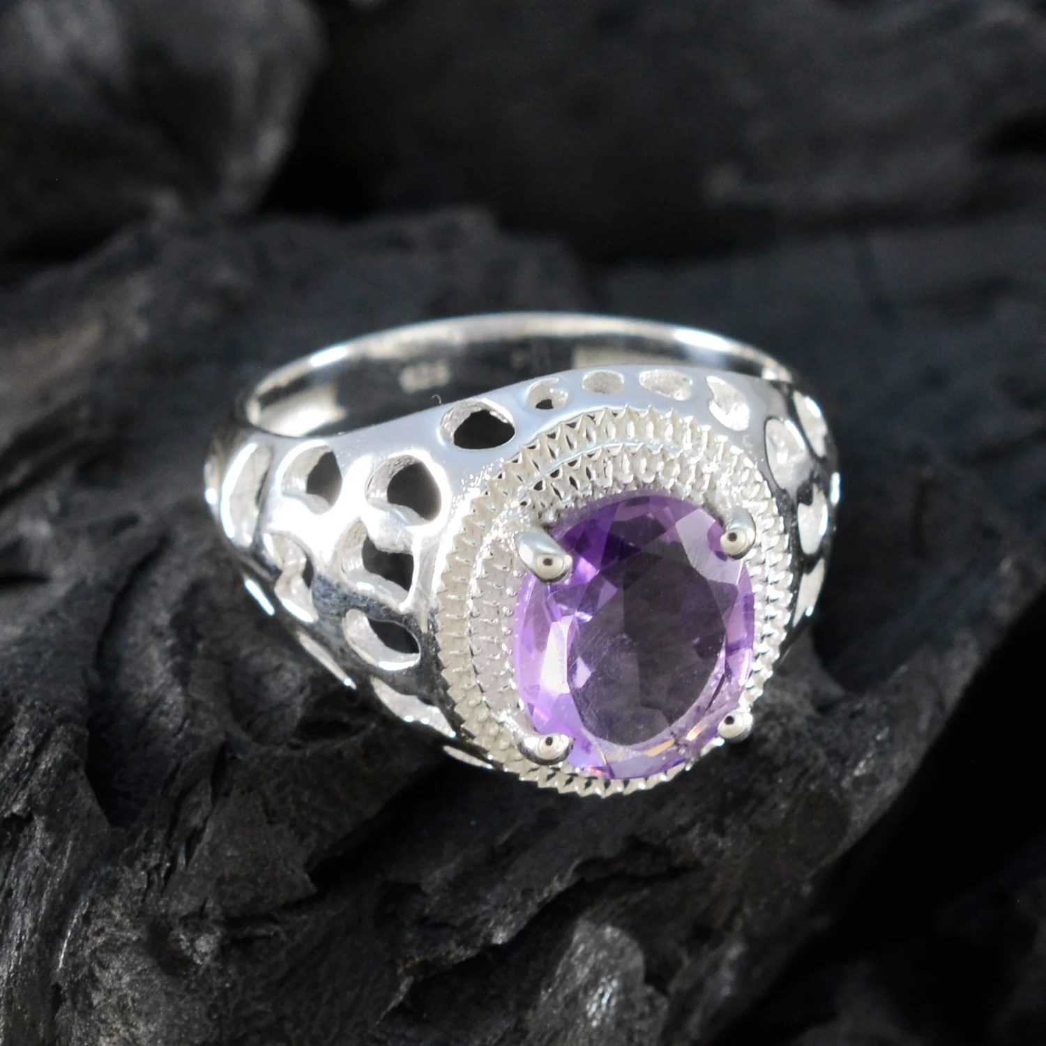 Amethyst Solitaire Moroccan 925 Sterling Silver Purple Gemstones Tiny Boho Ring Jewellery - Image 4
