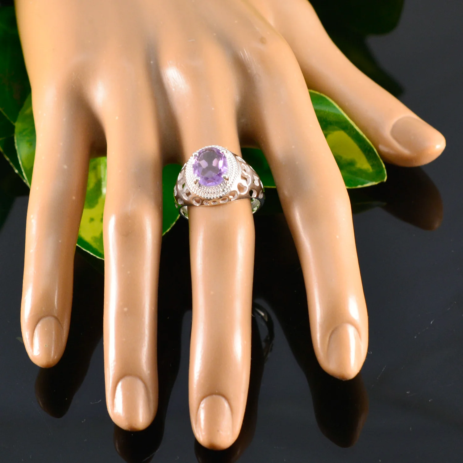 Amethyst Solitaire Moroccan 925 Sterling Silver Purple Gemstones Tiny Boho Ring Jewellery - Image 5