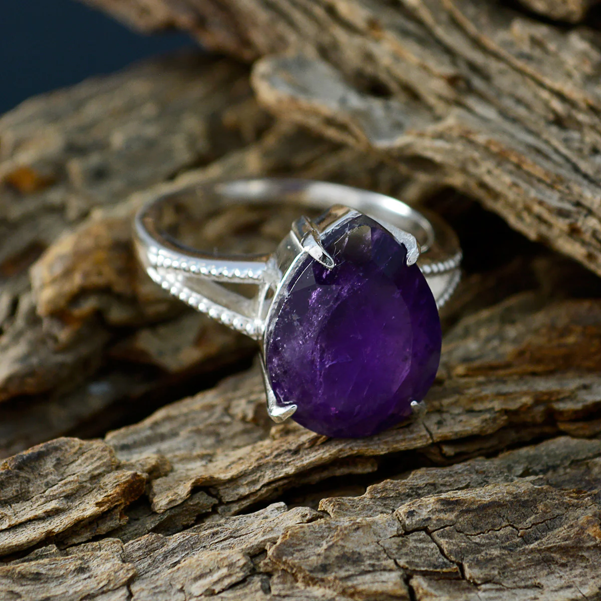 Amethyst Solitaire Moroccan Silver Purple Gemstone Versatile Romantic Ring Jewelry - Image 4