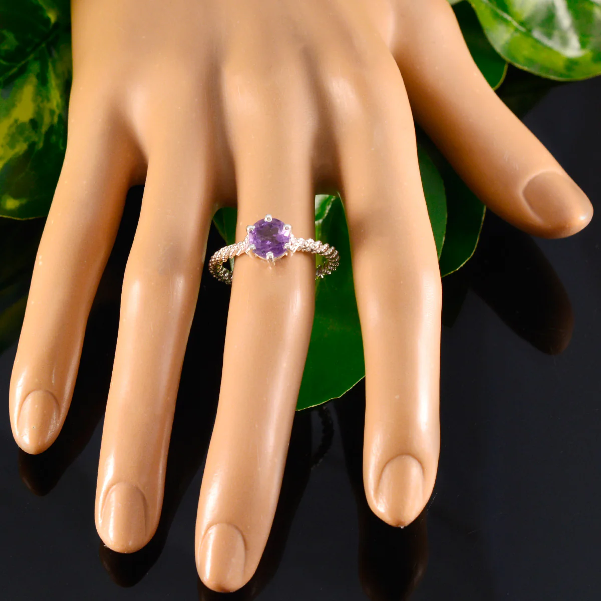 Amethyst Solitaire Moroccan Silver Purple Gemstones Featherlight Twist Ring Jewellery - Image 5