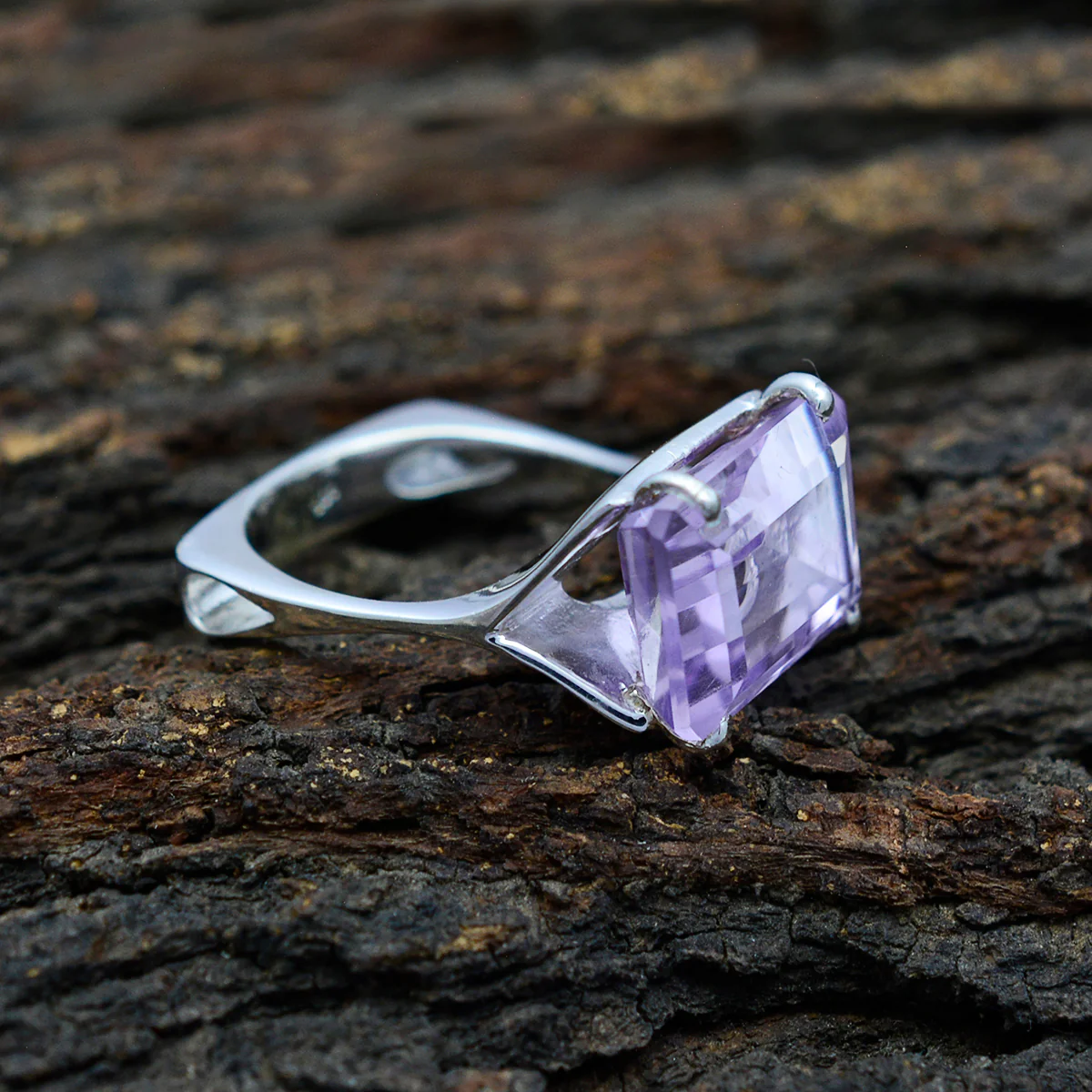 Amethyst Solitaire Moroccan Sterling Silver Purple Gemstones Versatile Art Deco Ring Jewelry - Image 4