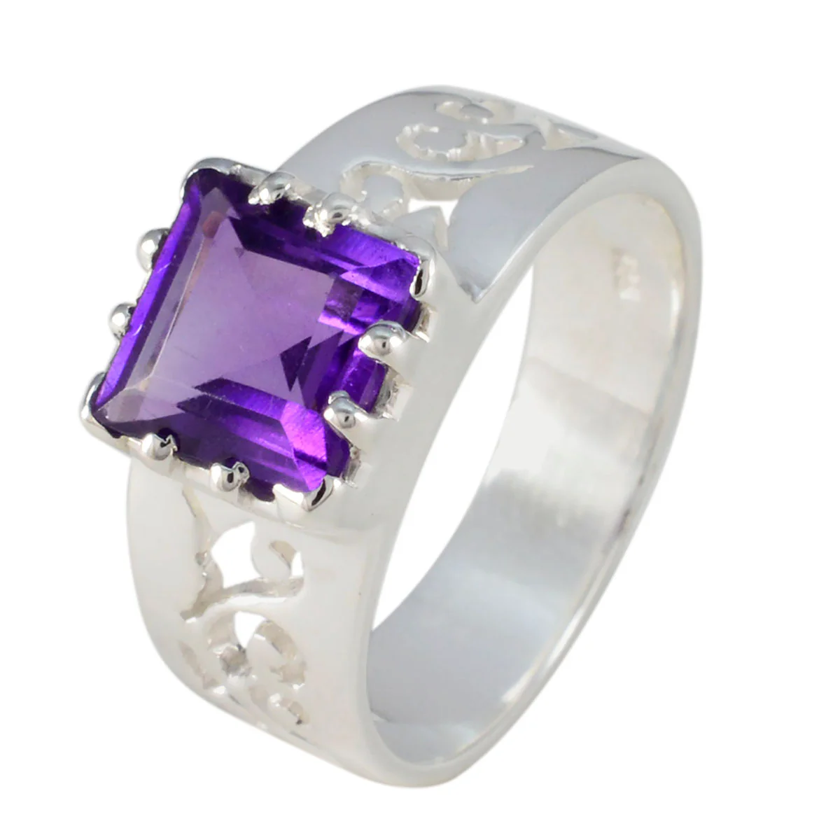 Amethyst Solitaire Russian 925 Sterling Silver Purple Gemstones Classic Graceful Ring Jewellery - Image 2