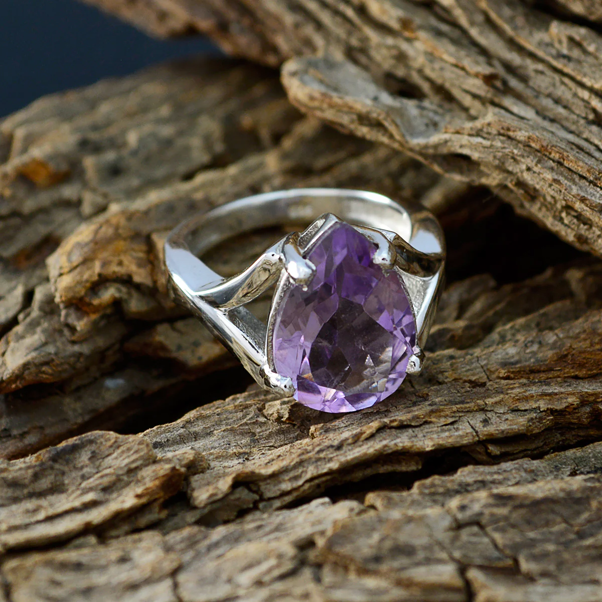 Amethyst Solitaire Russian Silver Purple Gems Minimal propsel Ring Jewellery - Image 3