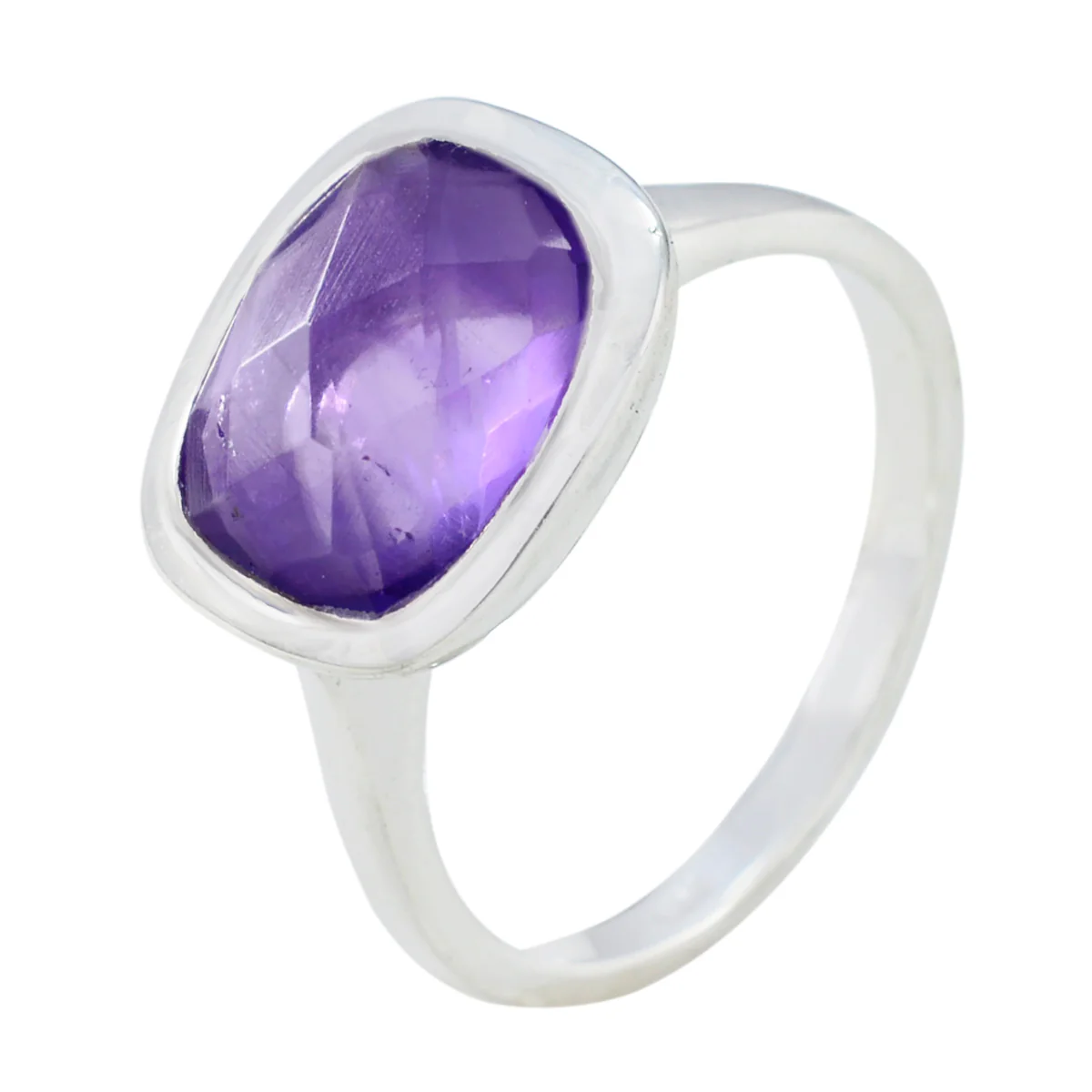 Amethyst Solitaire Russian Sterling Silver Purple Gems Minimal Cultural Ring Jewelry - Image 2