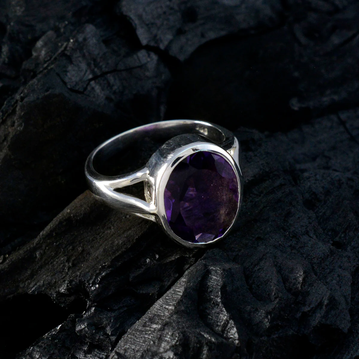Amethyst Solitaire Russian Sterling Silver Purple Gemstone Featherlight Traditional Ring Jewelry - Image 4