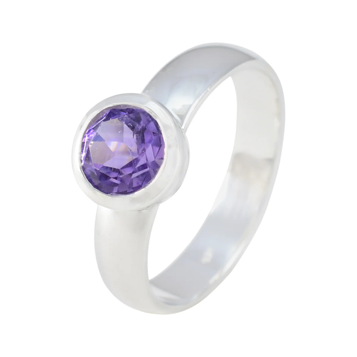 Amethyst Solitaire Russian Sterling Silver Purple Gemstones Tiny Trendy Ring Jewelry - Image 2