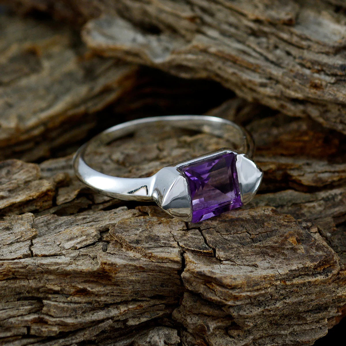 Amethyst Solitaire Turkish 92.5 Silver Purple Gems Whisper-thin Graceful Ring Jewelry - Image 3