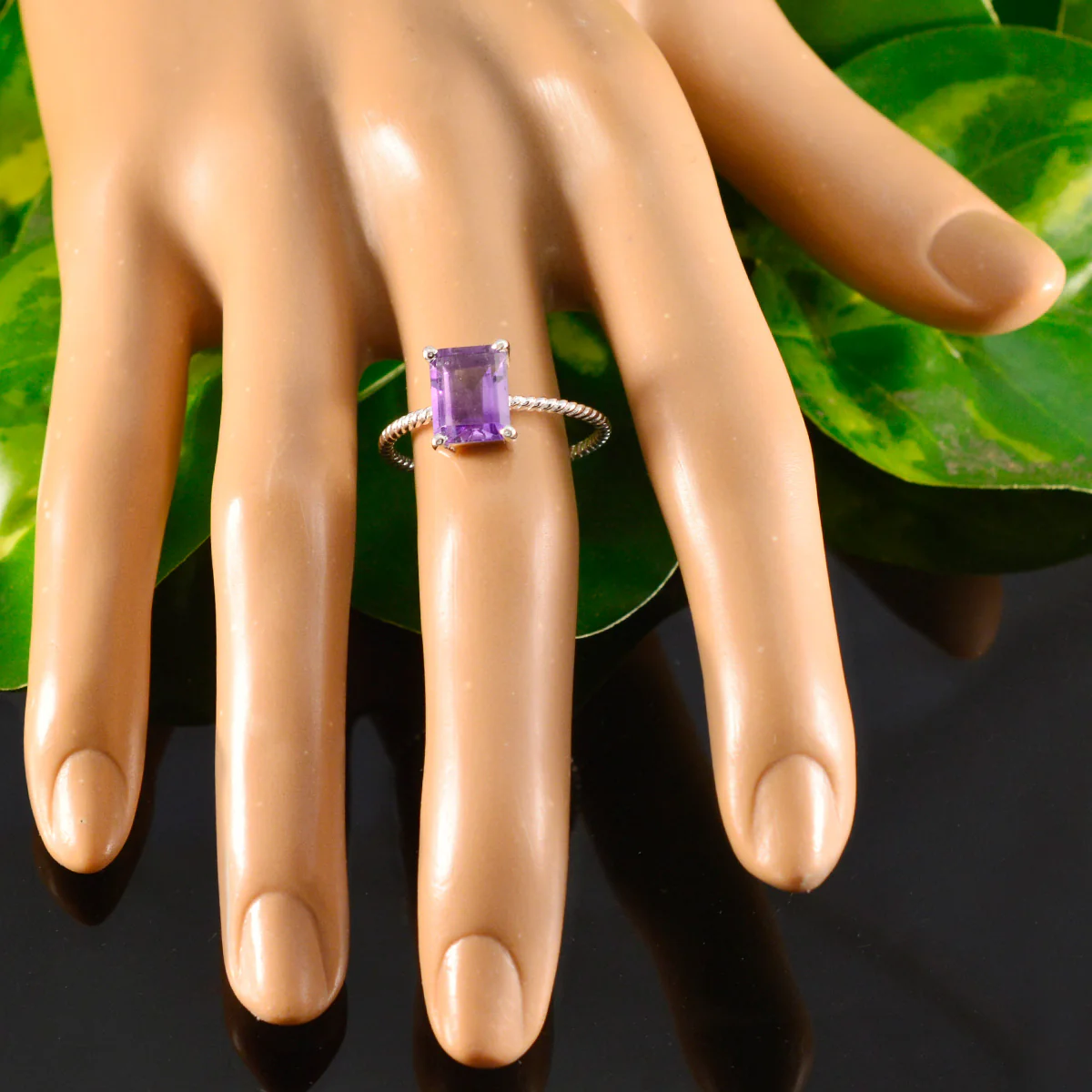 Amethyst Solitaire Turkish 925 Sterling Silver Purple Gems Delicate Twist Ring Jewellery - Image 5