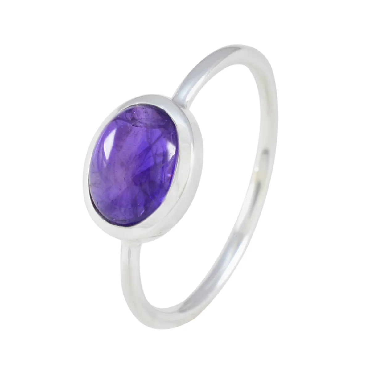 Amethyst Solitaire Turkish Silver Purple Gemstone Elegant Graceful Ring Jewelry - Image 2