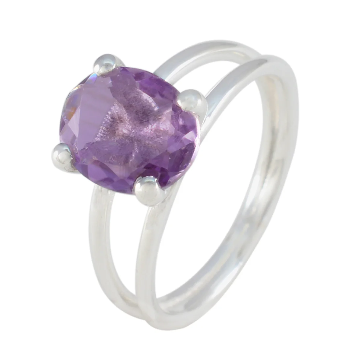 Amethyst Solitaire Turkish Sterling Silver Purple Gems Whisper-thin Contemporary Ring Jewellery - Image 2