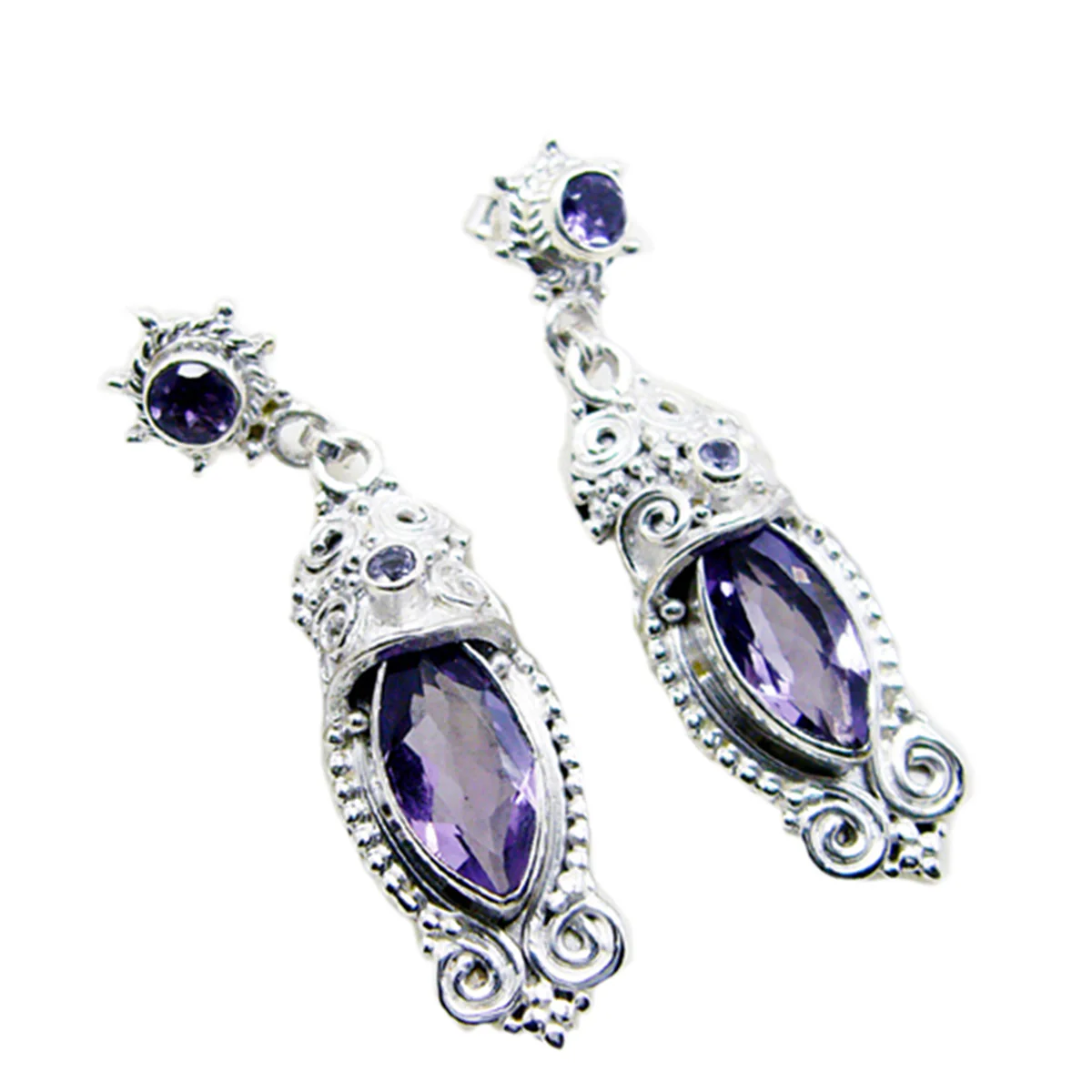 Amethyst Spanish Abigail multiple Stud Purple 92.5 Silver Earring - Image 3