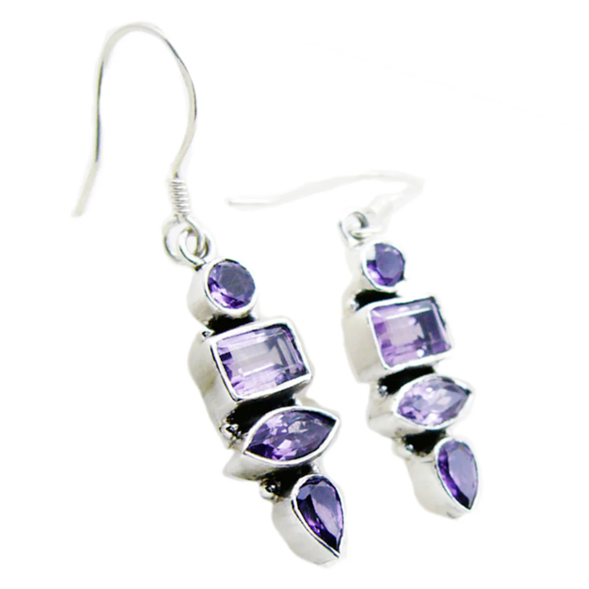 Amethyst Spanish Emily multiple Dangle Purple 925 Silver Earring - Image 2
