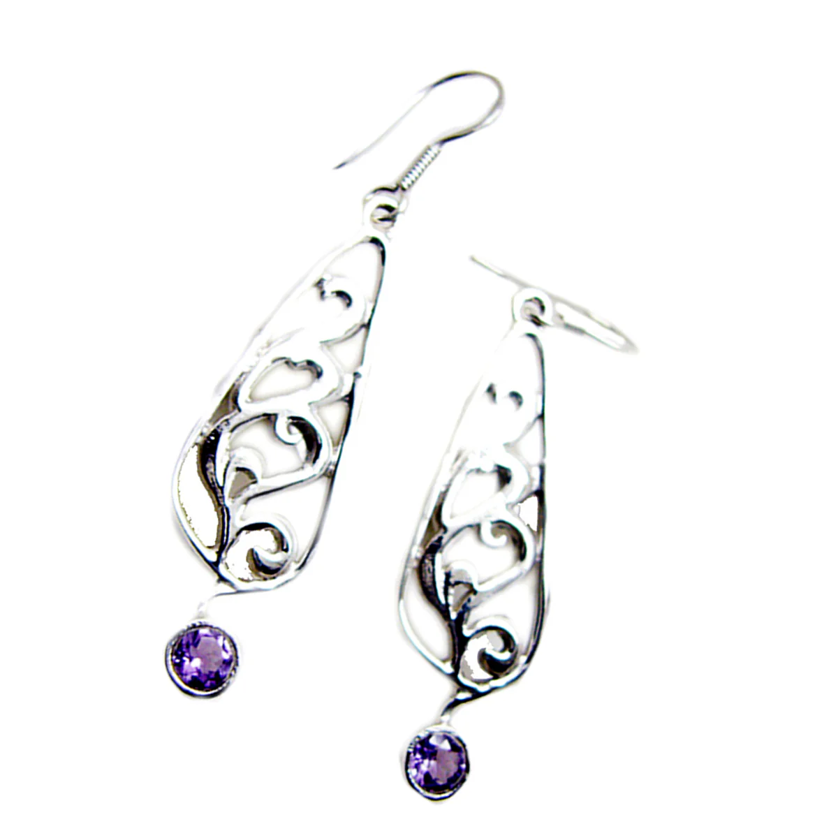 Amethyst Spanish Genesis Solitaire Dangle Purple 92.5 Silver Earring - Image 2