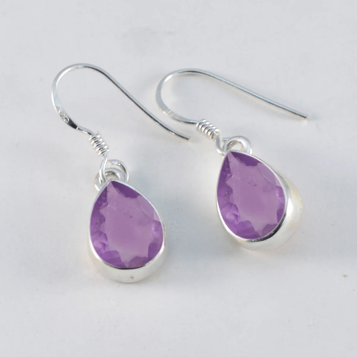 Amethyst Spanish Hua Solitaire Dangle Purple Sterling Silver Earring - Image 2