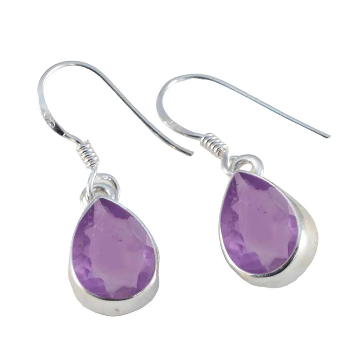 Amethyst Spanish Hua Solitaire Dangle Purple Sterling Silver Earring - Image 3