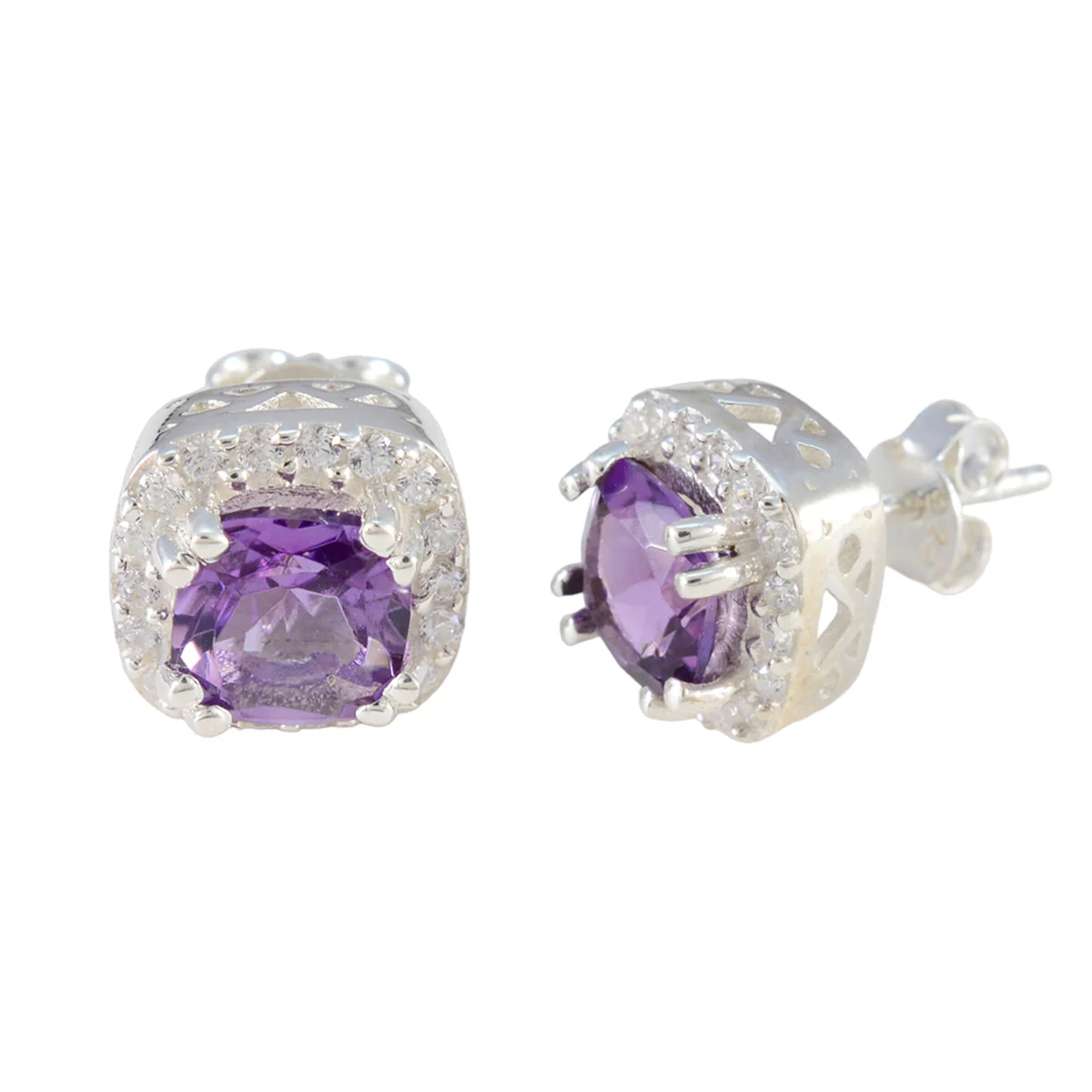 Amethyst Spanish Rebeca multiple Stud Purple Silver Earring - Image 2
