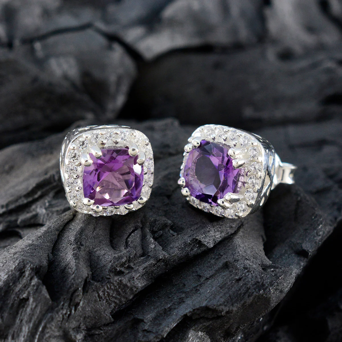 Amethyst Spanish Rebeca multiple Stud Purple Silver Earring - Image 4
